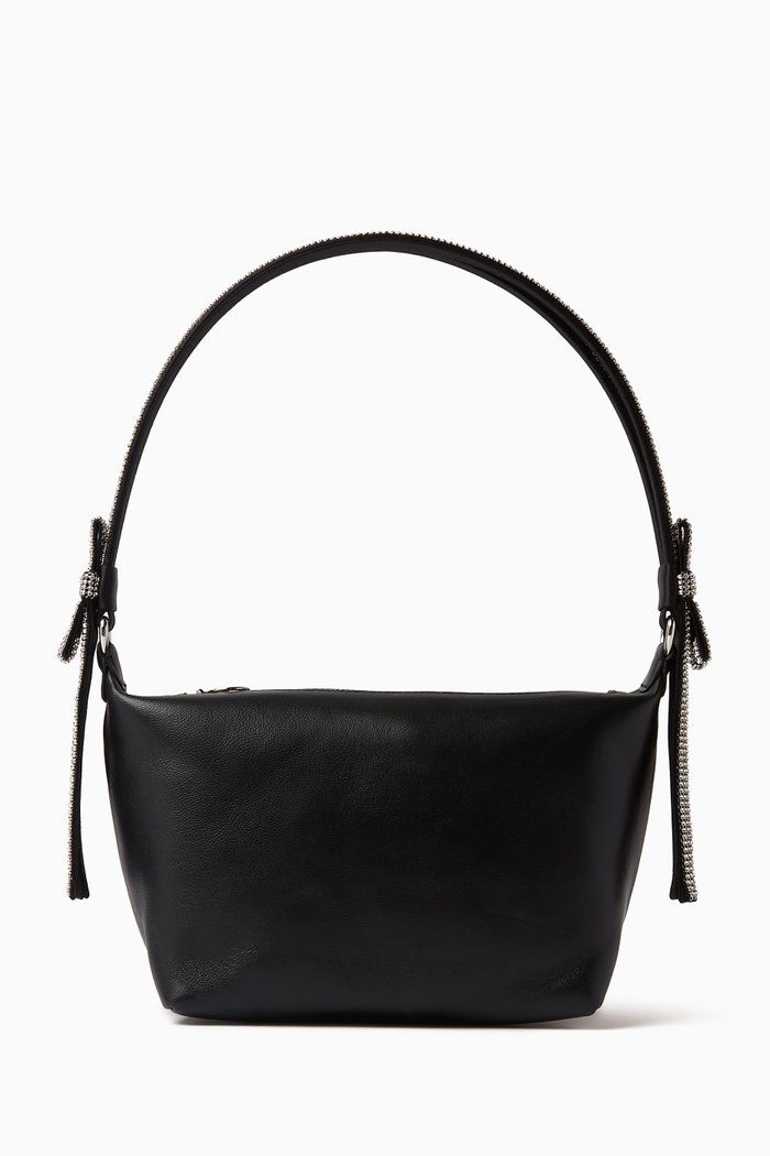 

Crystal Bow Shoulder Bag in Lambskin Leather, Black