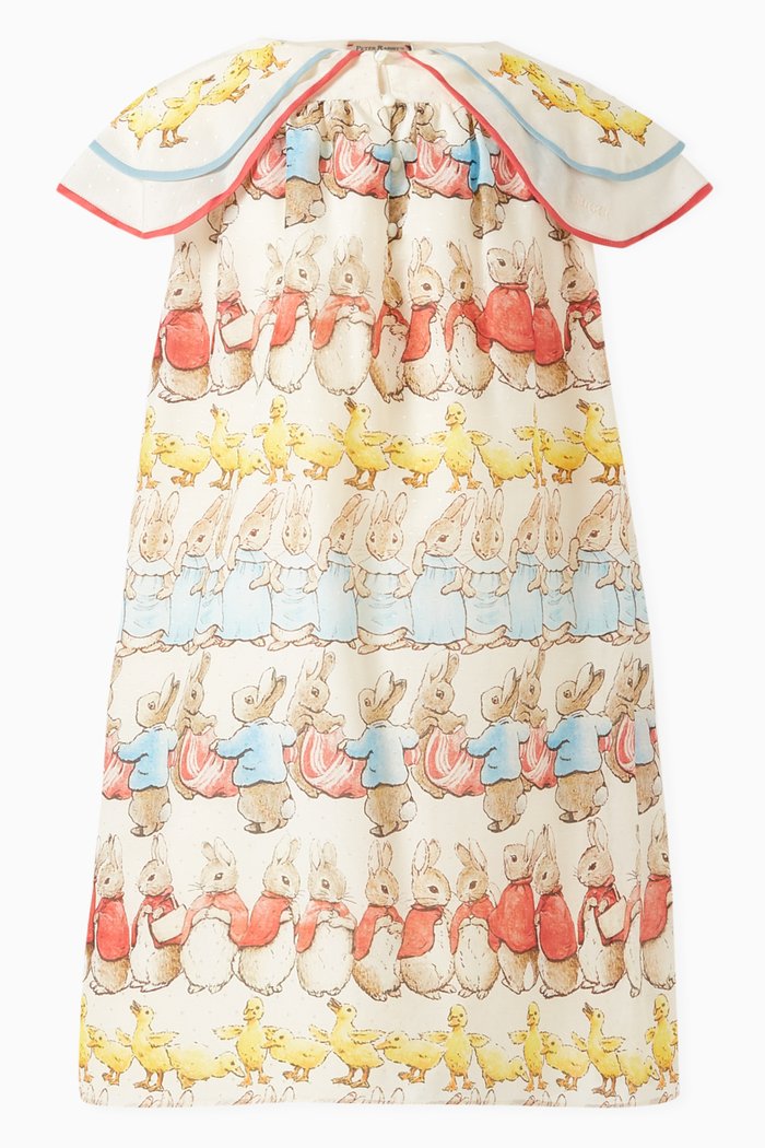 

x Peter Rabbit™ Printed Mini Dress in Cotton Silk Chiffon, Multicolour