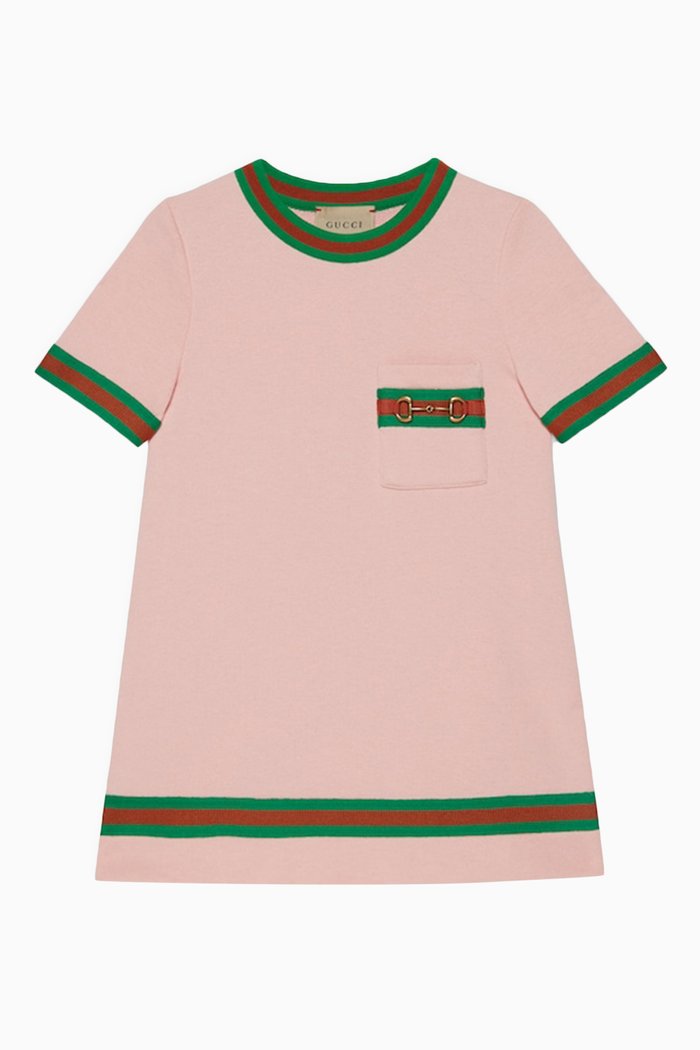 

Horsebit Dress in Cotton Jersey, Pink