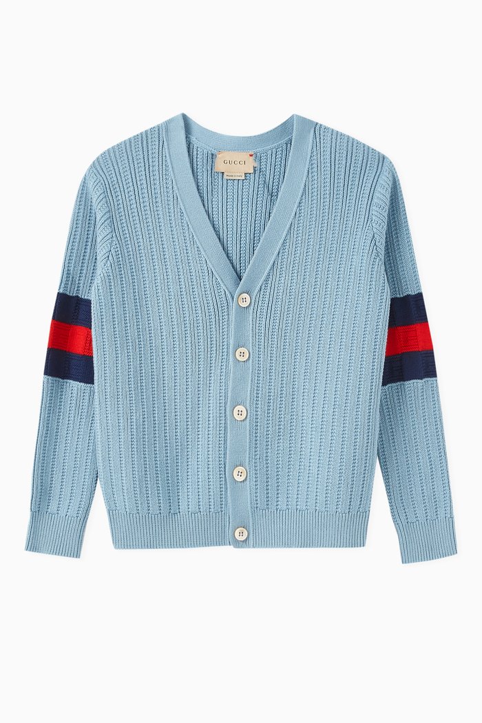 

Rib Cardigan in Cotton, Blue