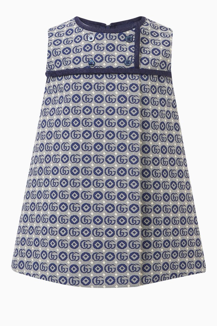 

Double G Jacquard Dress in Cotton Blend, Blue