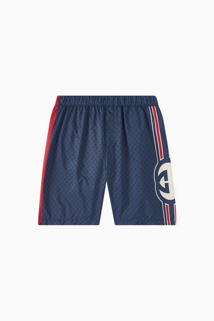 

Interlocking G print Swim Shorts in Nylon, Blue