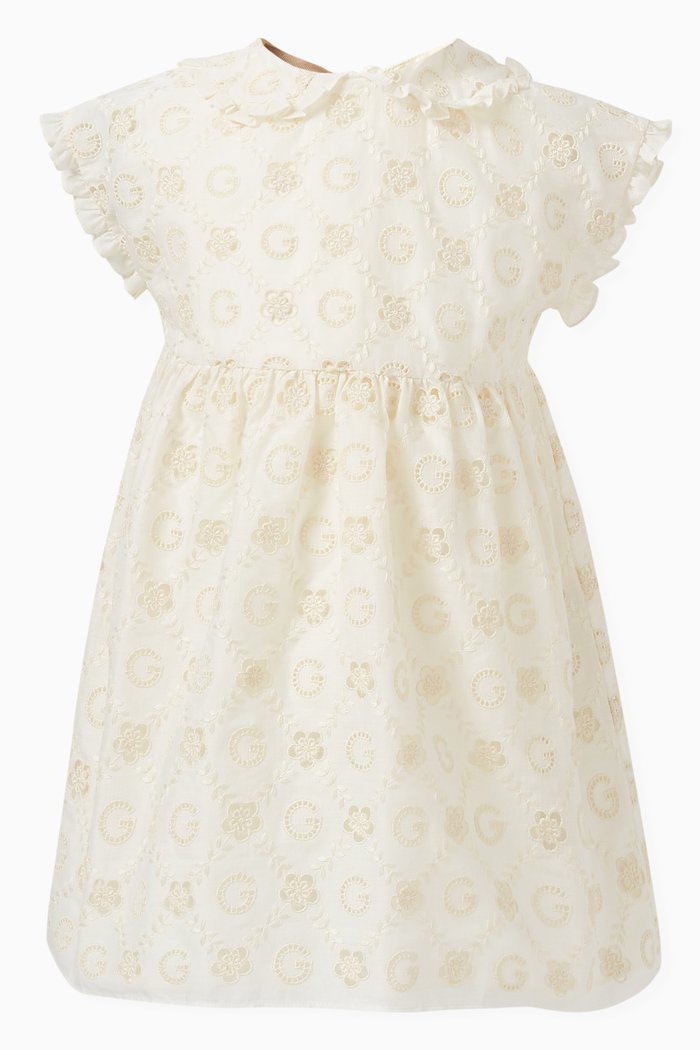 

Round G Dress in Broderie Anglaise, Neutral