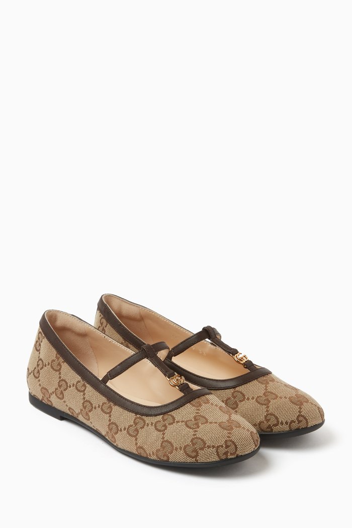 

Ballet Flats in Canvas, Brown