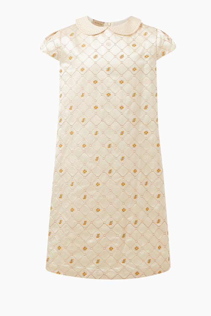 

Logo-embroidered Dress in Cotton-silk, Neutral