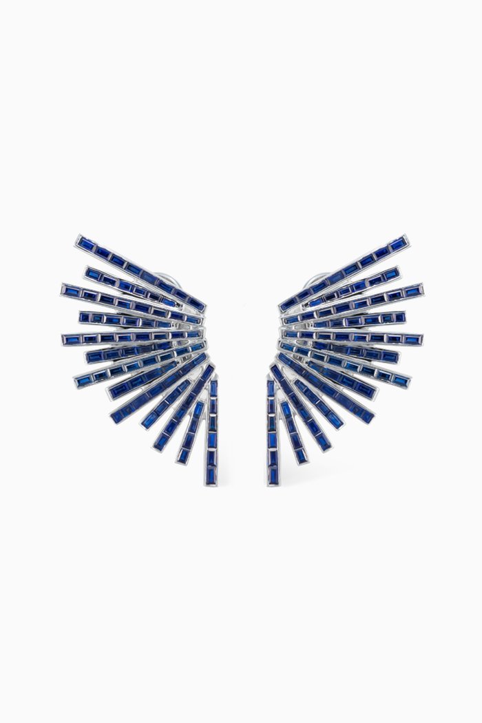 

Galaxy Blue Sapphire Earrings in 18kt White Gold, Silver