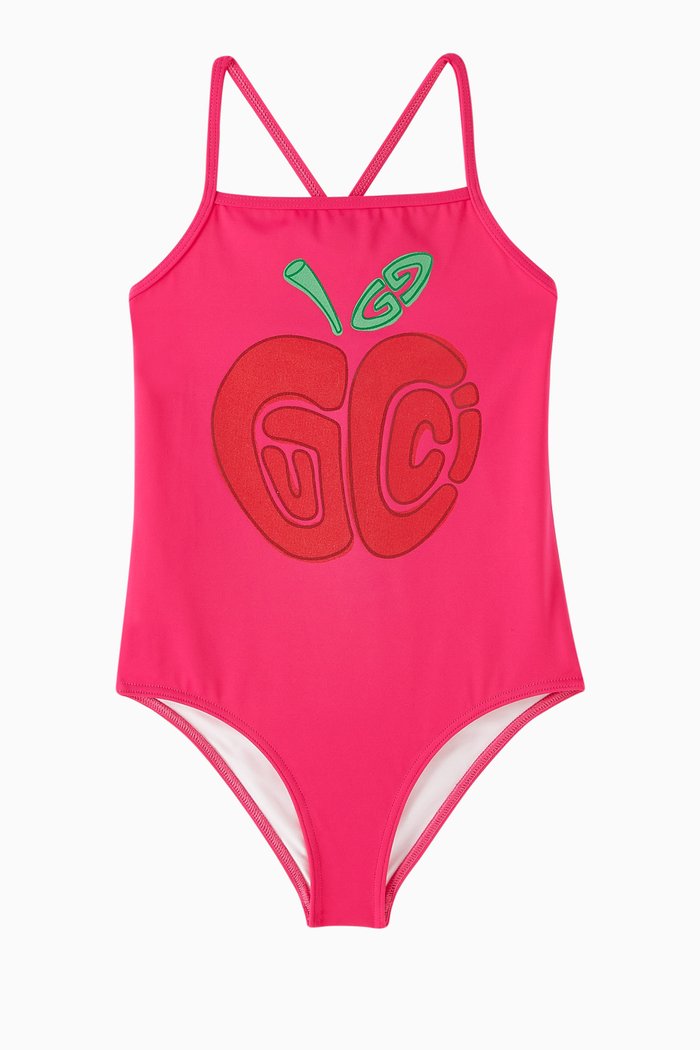 

Printed One-Piece Swimsuit in Lycra, Pink