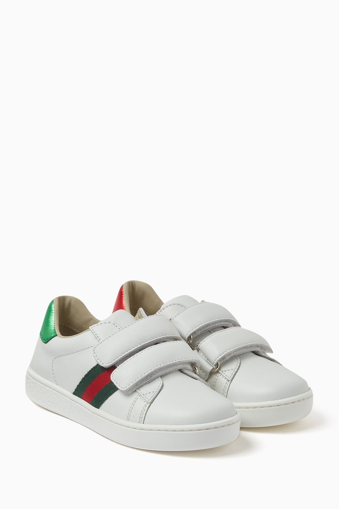 

Web-stripe Sneakers in Leather, White