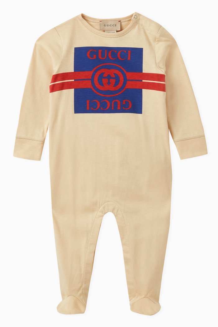 

Logo-print Sleepsuit in Cotton, Neutral