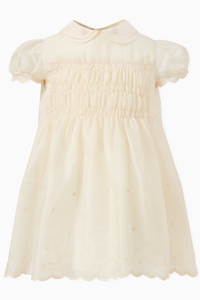 Peter Rabbit x Gucci Dress in Silk Cotton Organza, Neutral