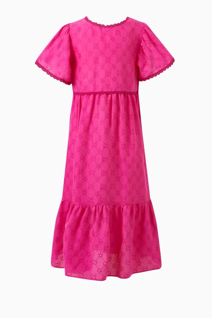 Stars-motif Dress in Cotton, Pink