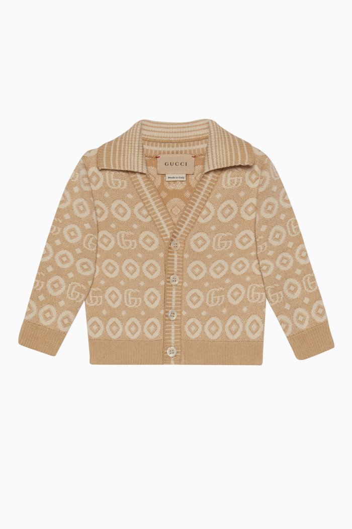 

Double G-pattern Cardigan in Cotton, Brown