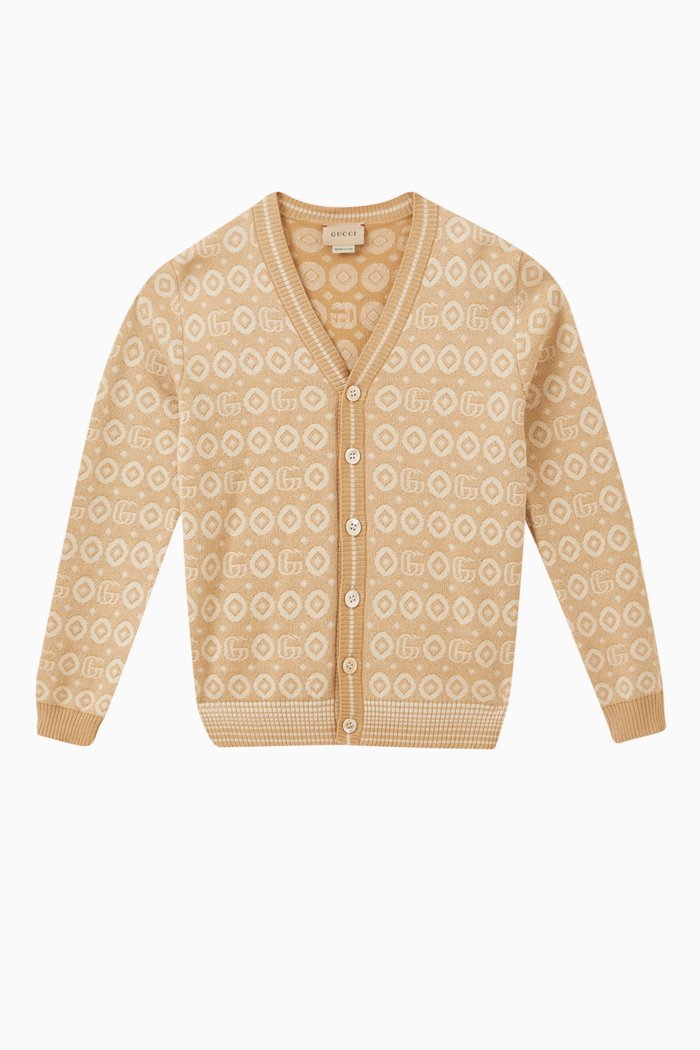 

Double G-pattern Cardigan in Cotton, Brown