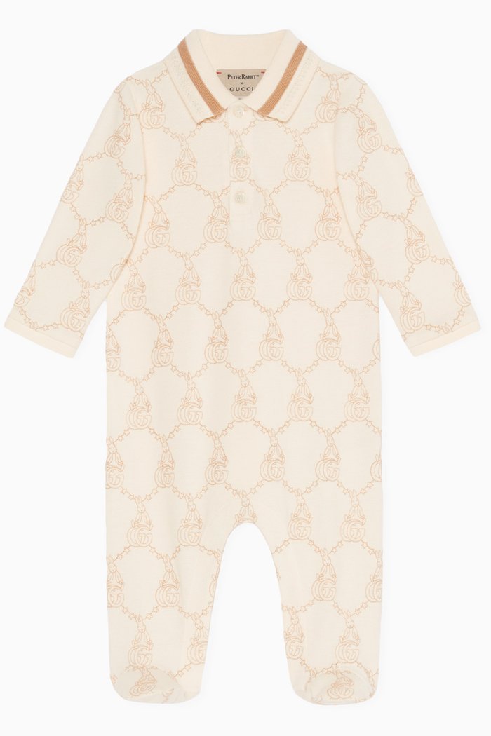 

x Peter Rabbit™ All-over Logo Sleepsuit in Cotton-piquet, Neutral