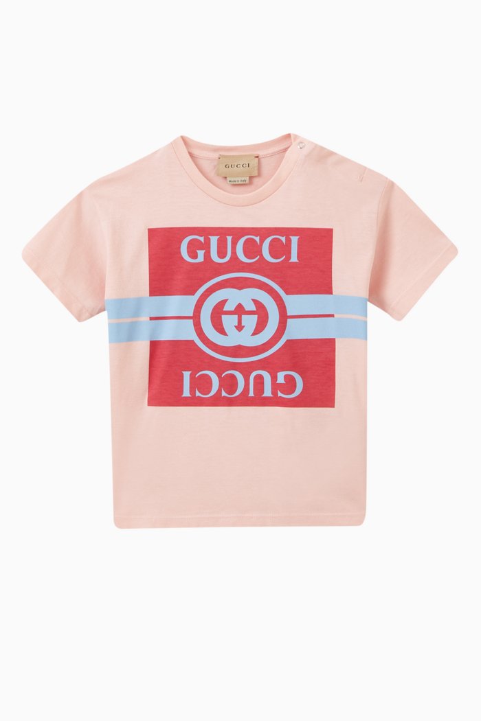 Logo-print T-shirt in Cotton, Pink