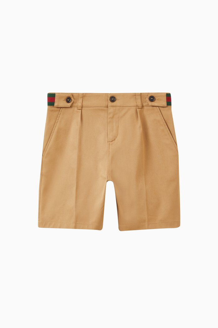 

Web-stripe Shorts in Cotton, Brown