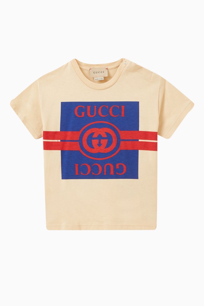 Logo-print T-shirt in Cotton, Neutral