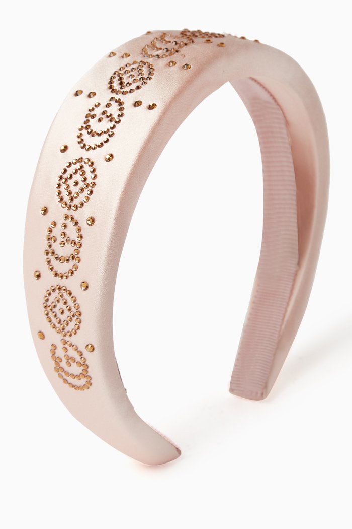 

Crystal-embellished Headband in Silk, Pink