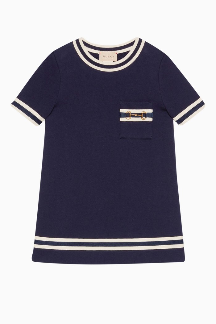 

Horsebit-hardware Dress in Cotton, Blue