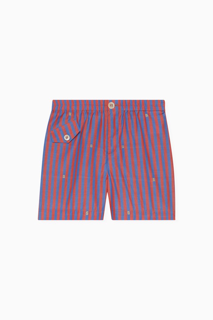 

Striped Shorts in Cotton Poplin, Red