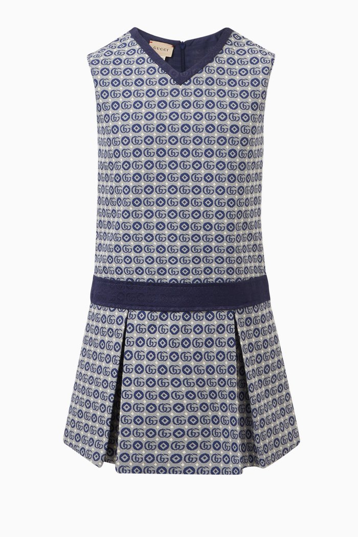 

Double G-pattern Dress in Cotton, Blue