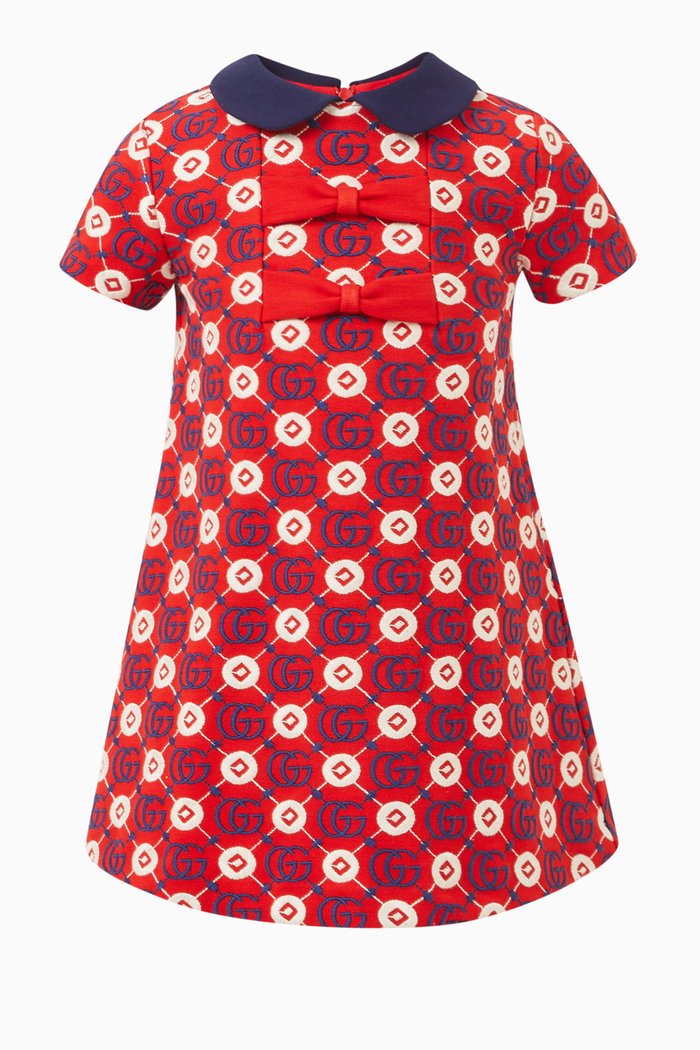 

Double G-motif Dress in Cotton, Red