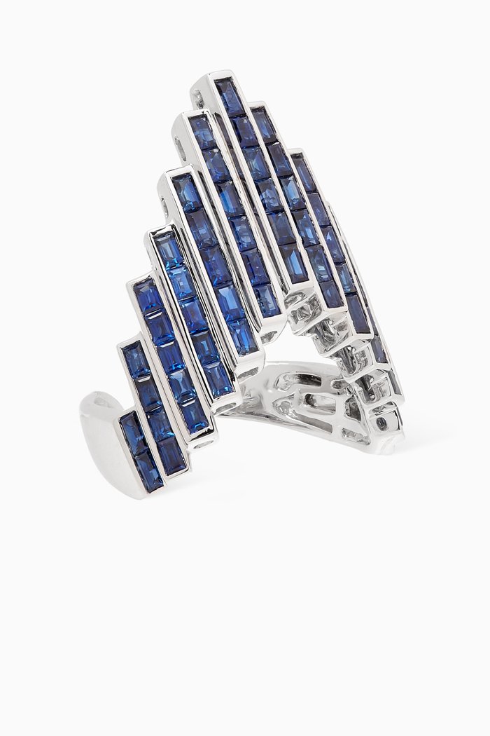 

Galaxy Blue Sapphire Ring in 18kt White Gold, Silver