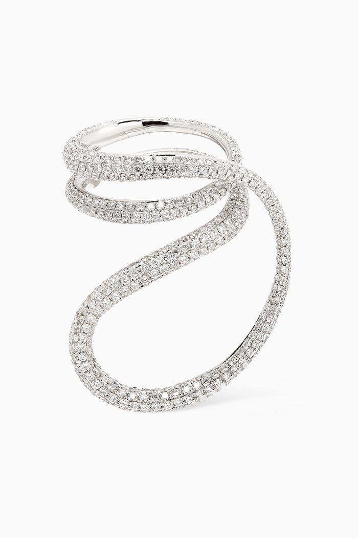 Floating Diamond Ring in 18kt White Gold, Silver