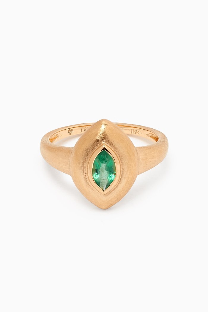 Marquis Emerald Pinky Ring in 18kt Gold, Yellow