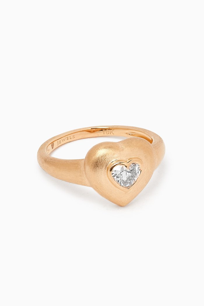 

Heart Diamond Pinky Ring in 18kt Yellow Gold, White