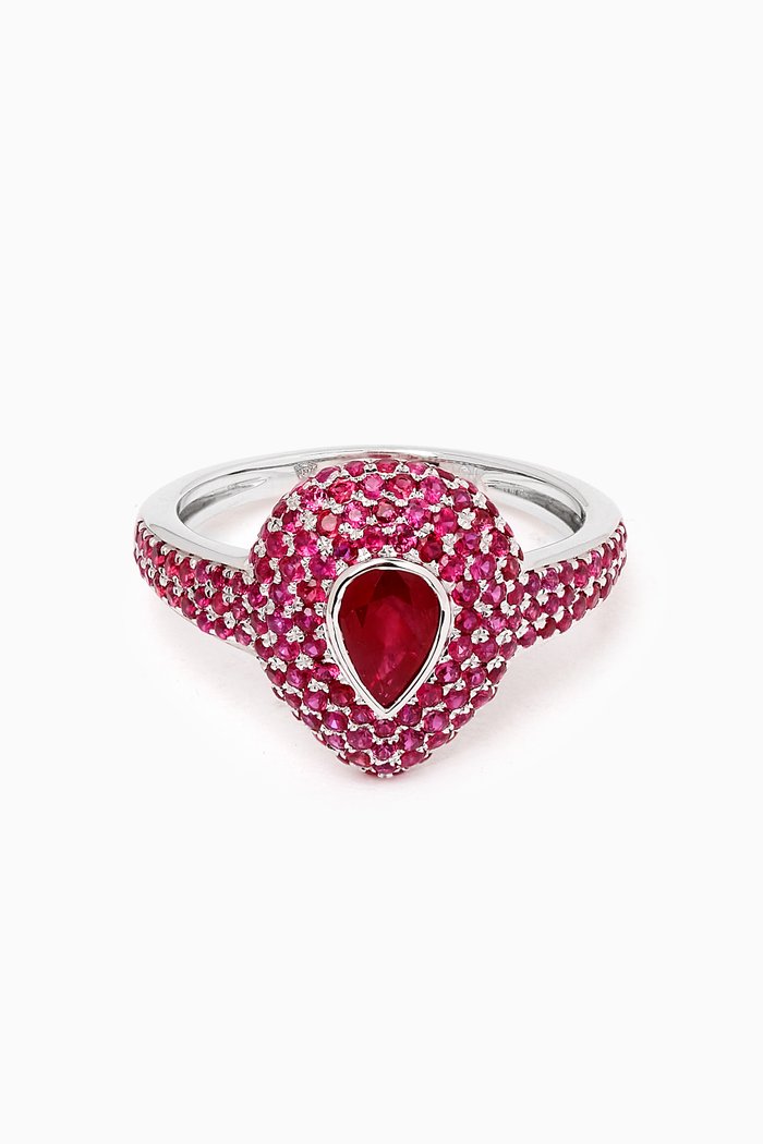 

Pinky Ruby MQ Ring in 18kt White Gold, Pink