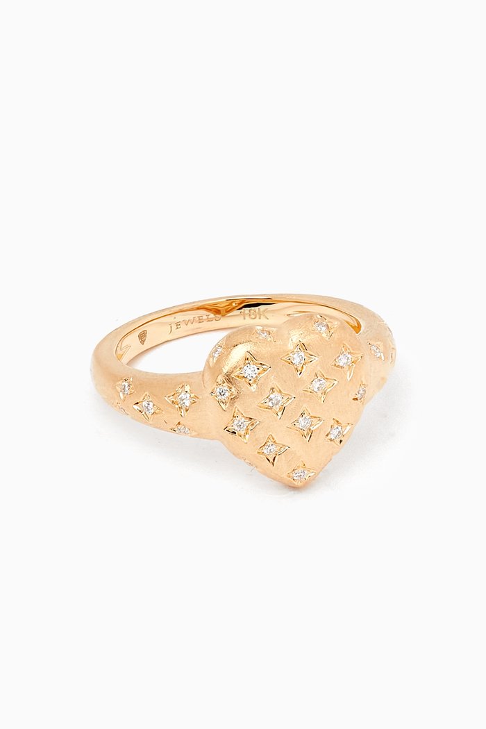 Heart Pavé Diamond Pinky Ring in 18kt Gold, Yellow