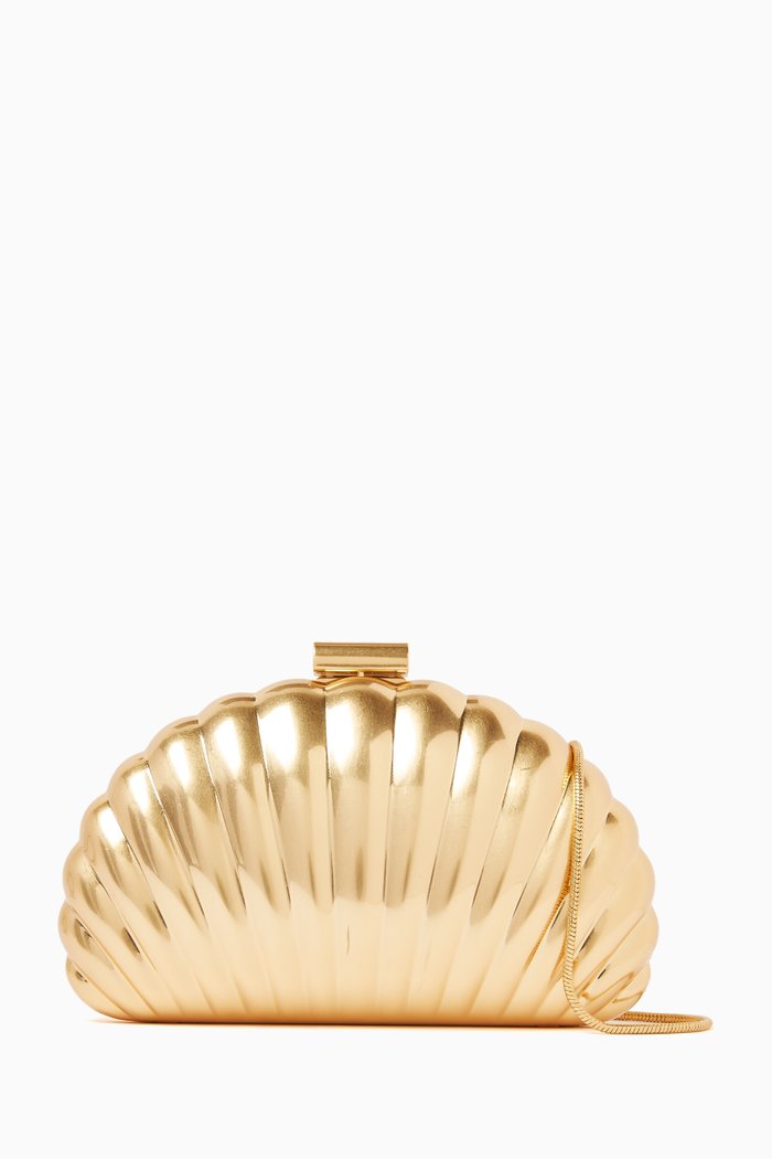 

Monet Shell Clutch in Metal, Gold
