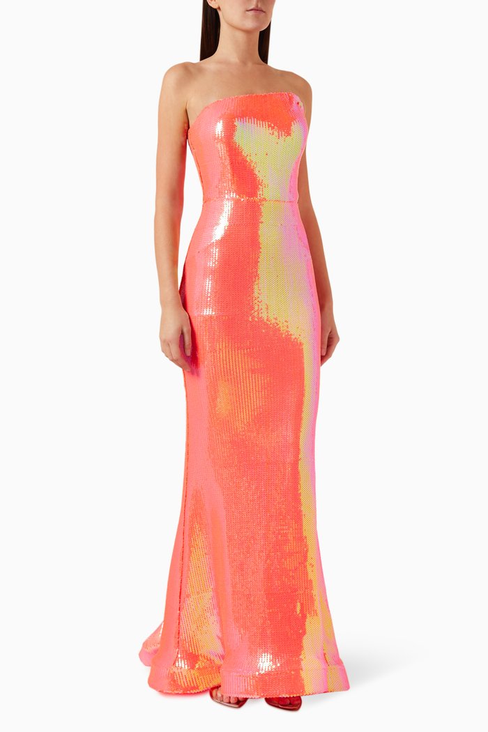 

Strapless Mermaid Gown in Sequins, Orange
