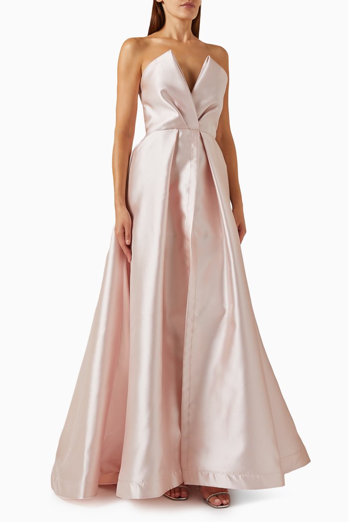 

Strapless High Low Gown in Satin, Pink