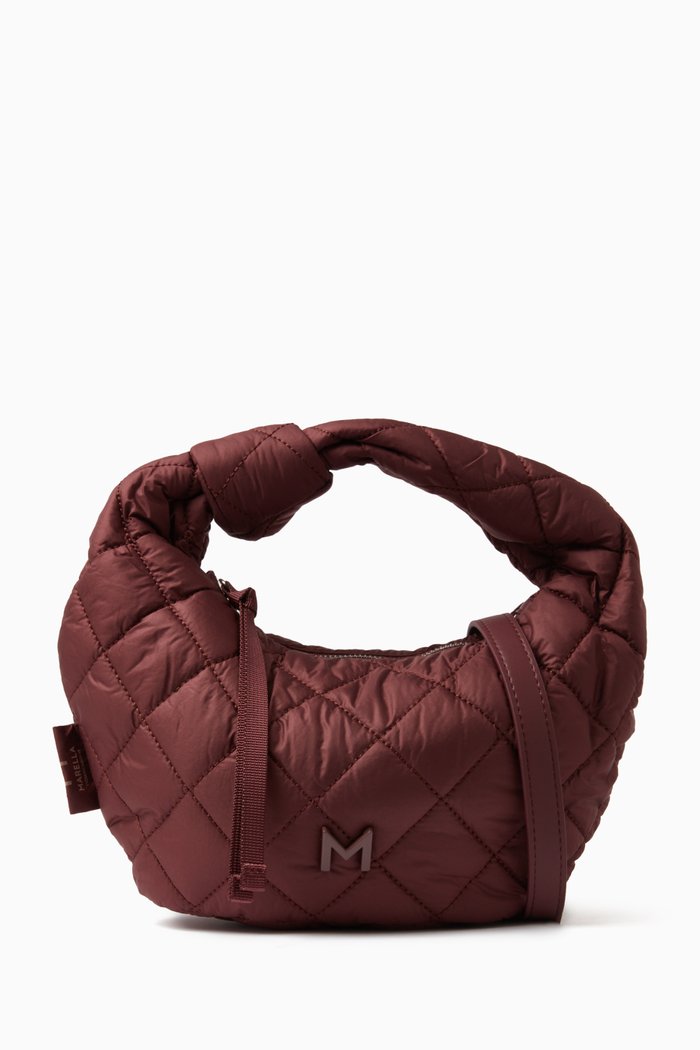 

Small Polso Quilted Hobo Bag in Nylon, Burgundy
