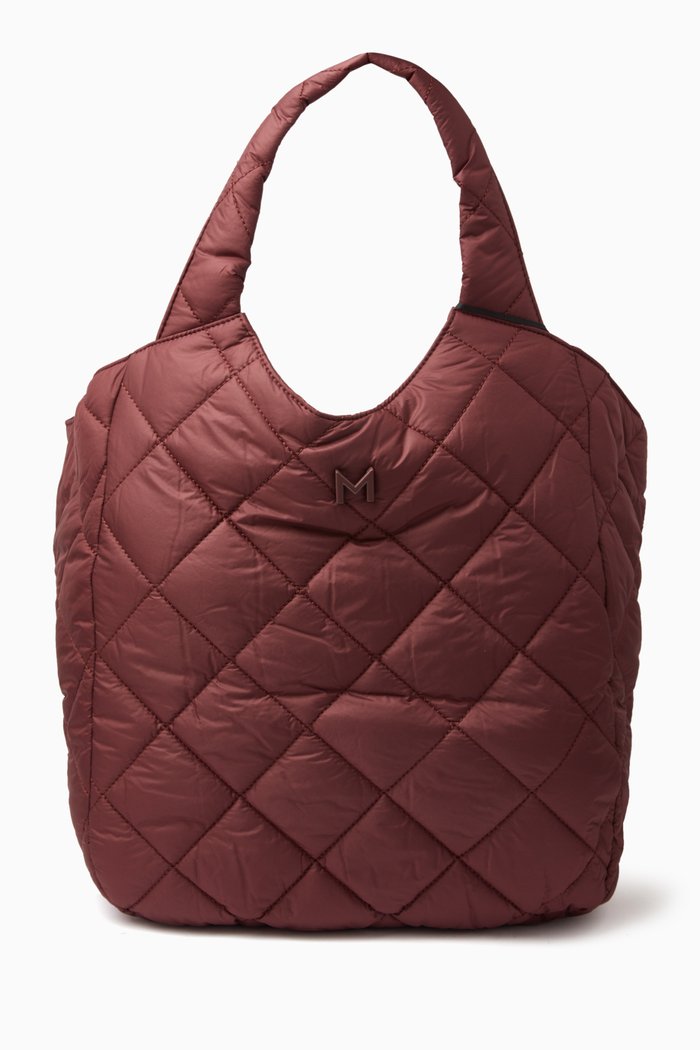 

Show Quilted Tote Bag in Nylon, Burgundy