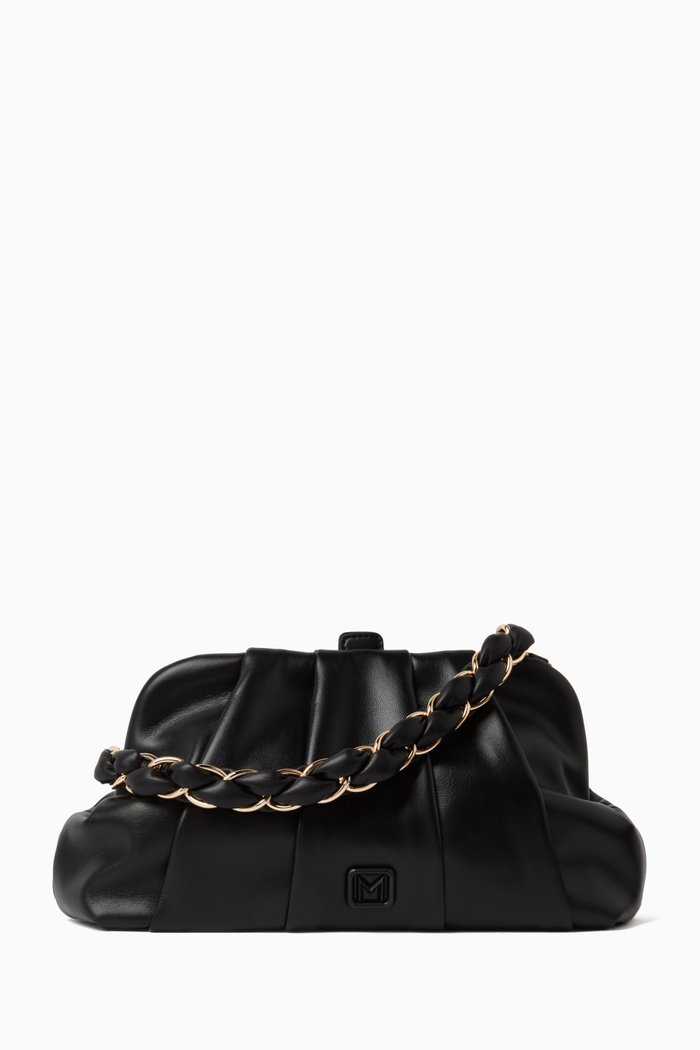 

Wally Soft Clutch Bag in Faux Leather, Black