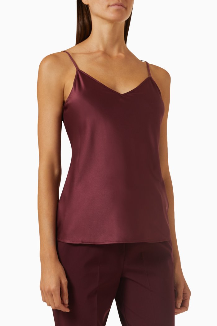 

Bengala Cami Top in Satin, Burgundy
