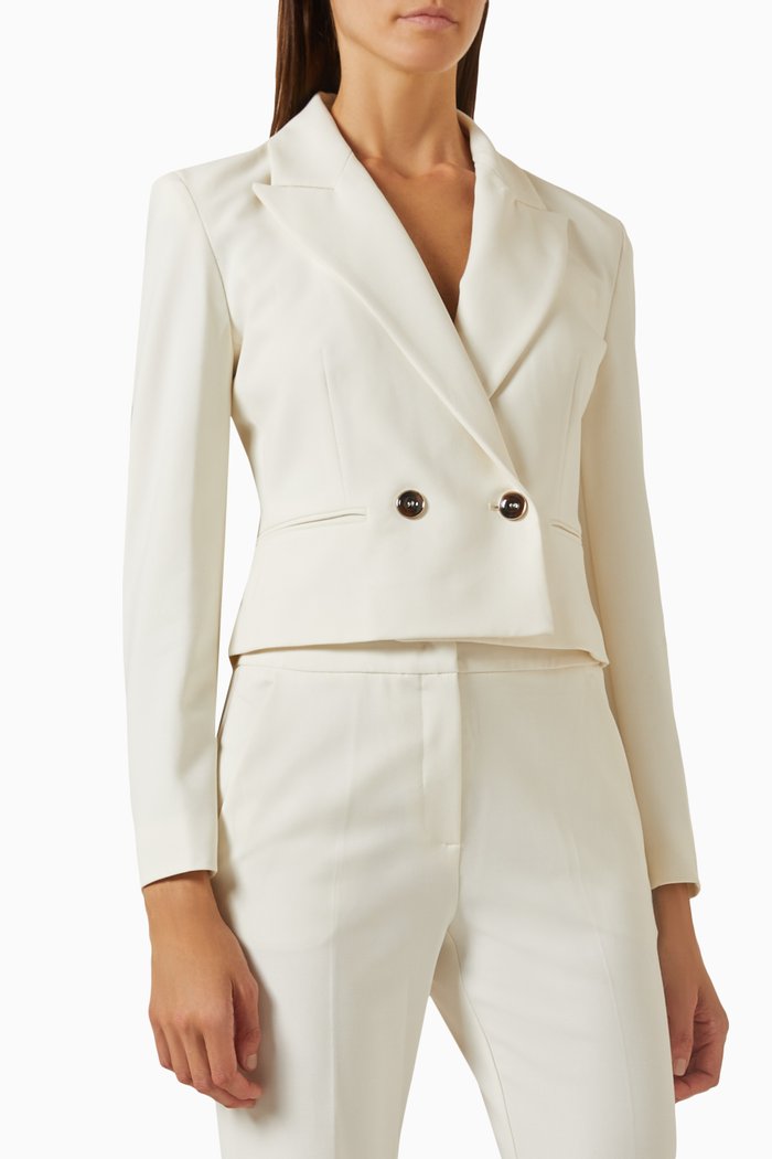 Classe Crop Blazer in Stretch-canvas, White