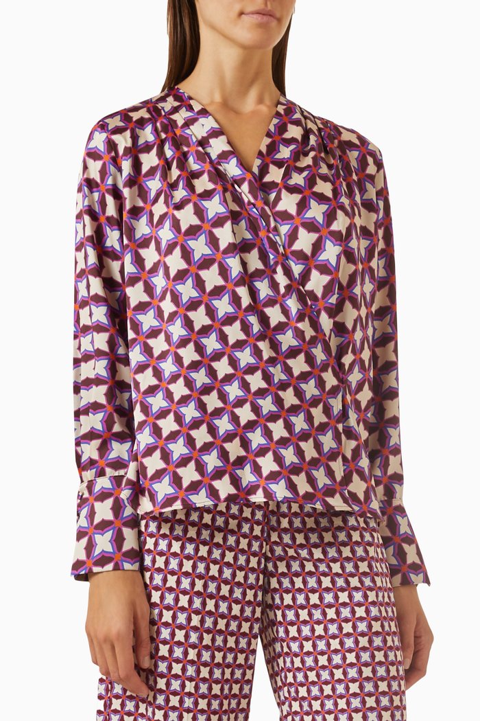 

Azalea Printed Shirt in Satin, Red