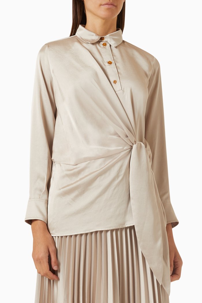 

Majori Knotted Shirt in Satin, Neutral