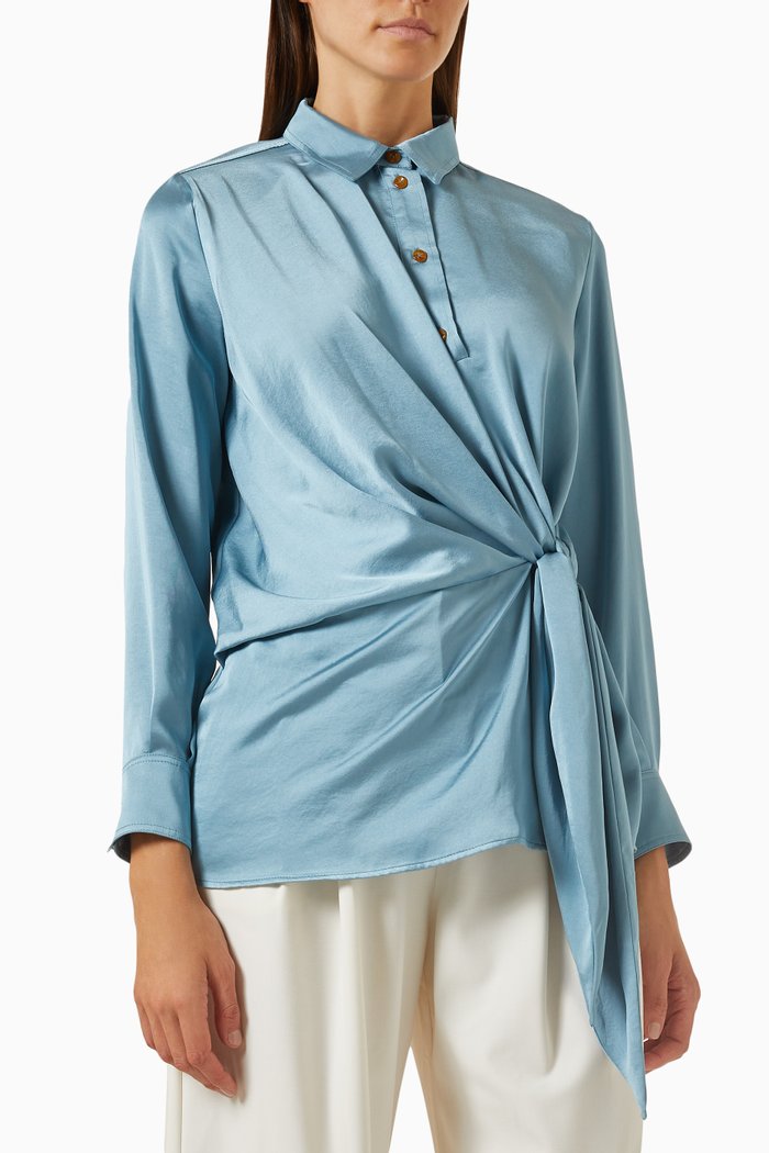 

Majori Knotted Shirt in Satin, Grey
