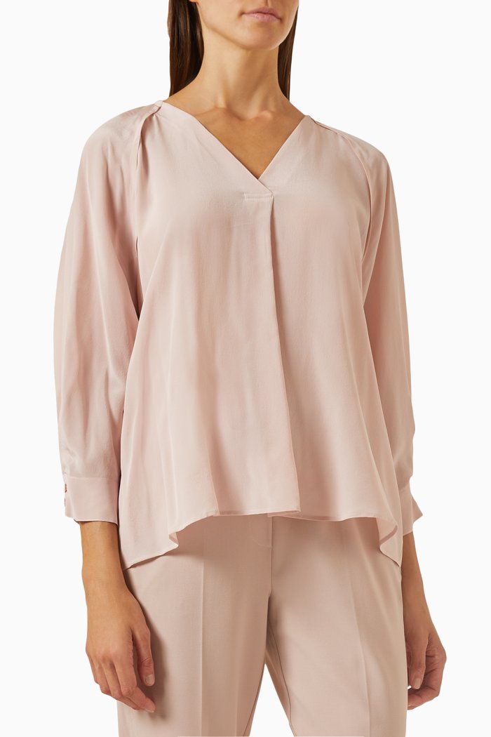 

Ivan V-neck Blouse in Silk, Pink