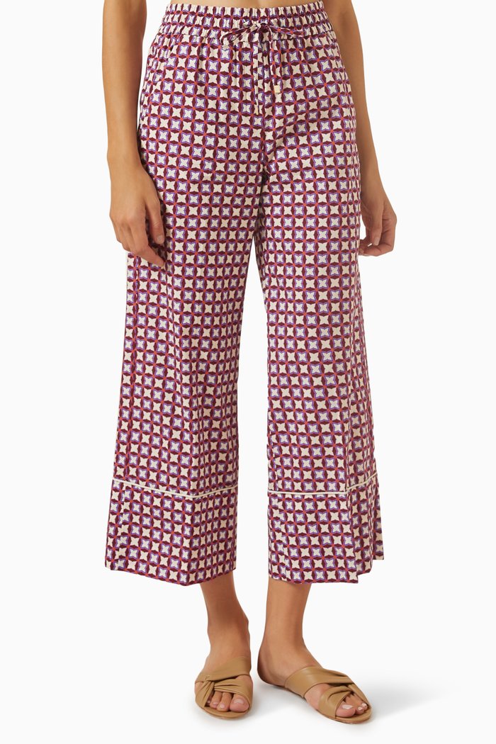 

Giglio Printed Cropped Pants in Cotton, Red
