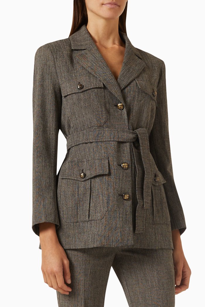 Ninas Belted Jacket in Viscose-blend, Brown