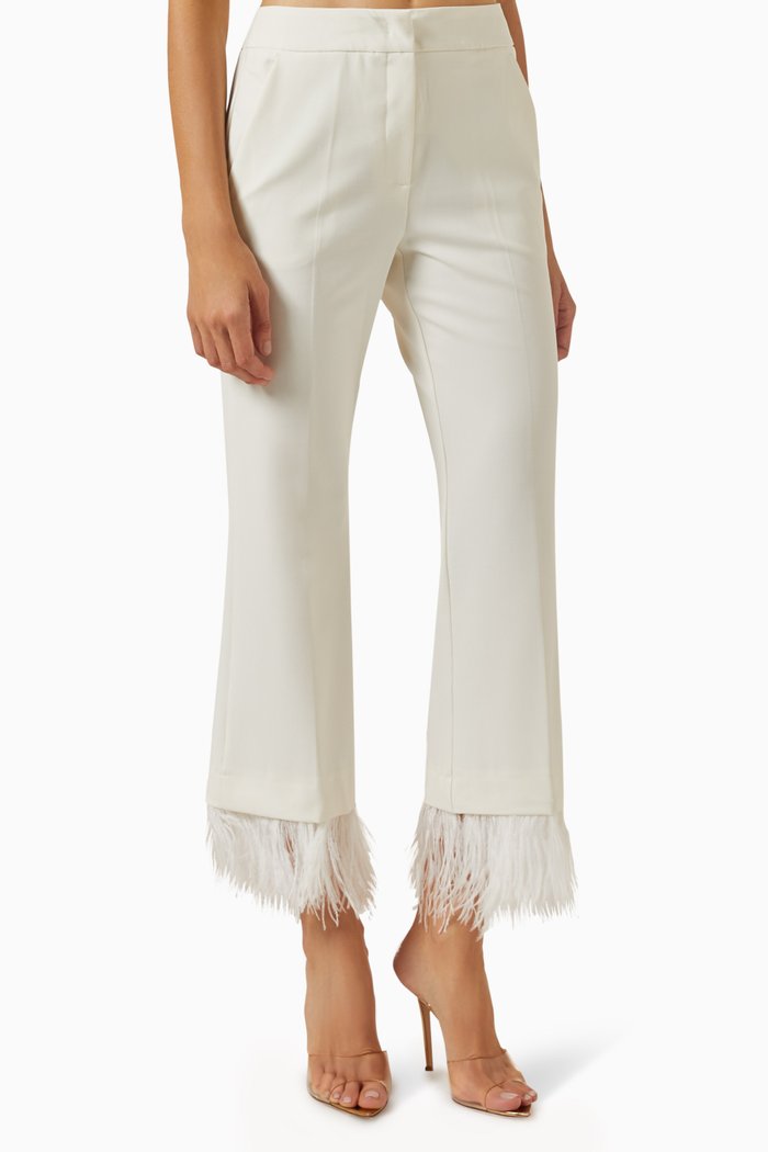 

Edoardo Feather-trim Pants in Stretch-canvas, White