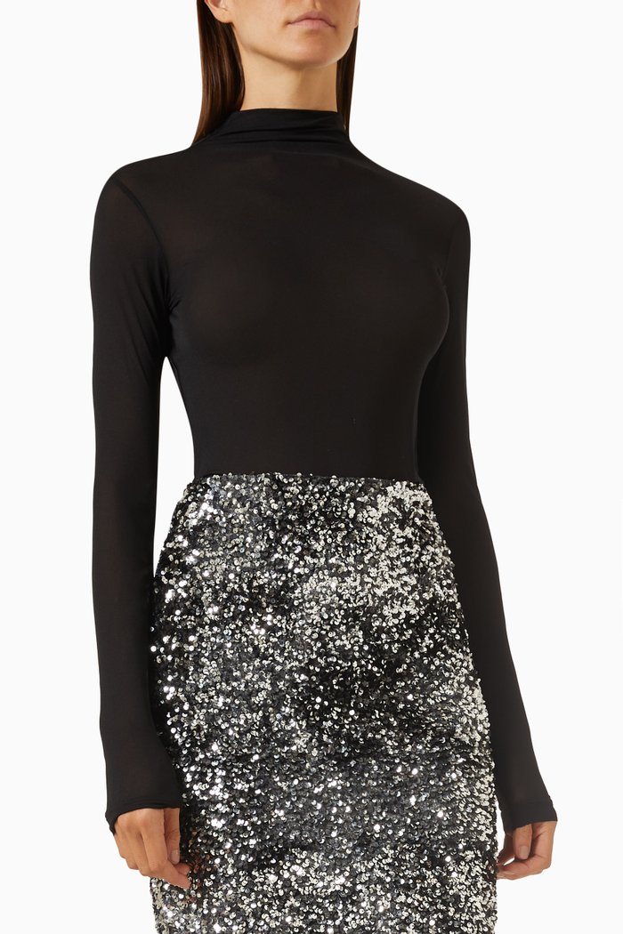 

Nenia Turtleneck Sweater in Tulle, Black