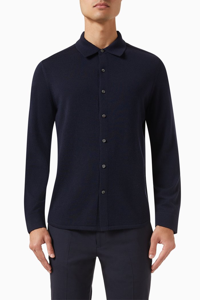 

Lorean Shirt in Merino Wool, Blue