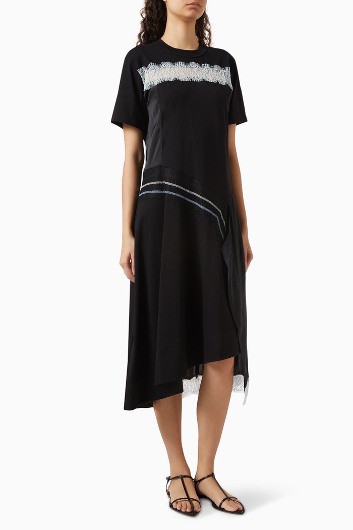 

Deconstructed T-Shirt Dress in Cotton, Black